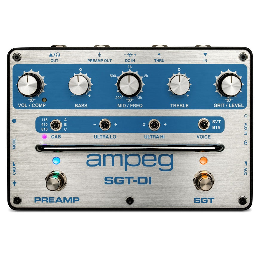 New Ampeg SGT-DI Bass Preamp and DI Guitar Pedal Blue Line Anniversary Edition