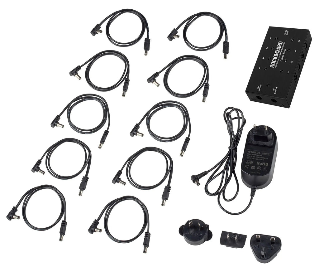 RockBoard Power Block pedal power supply - included cables and adapter