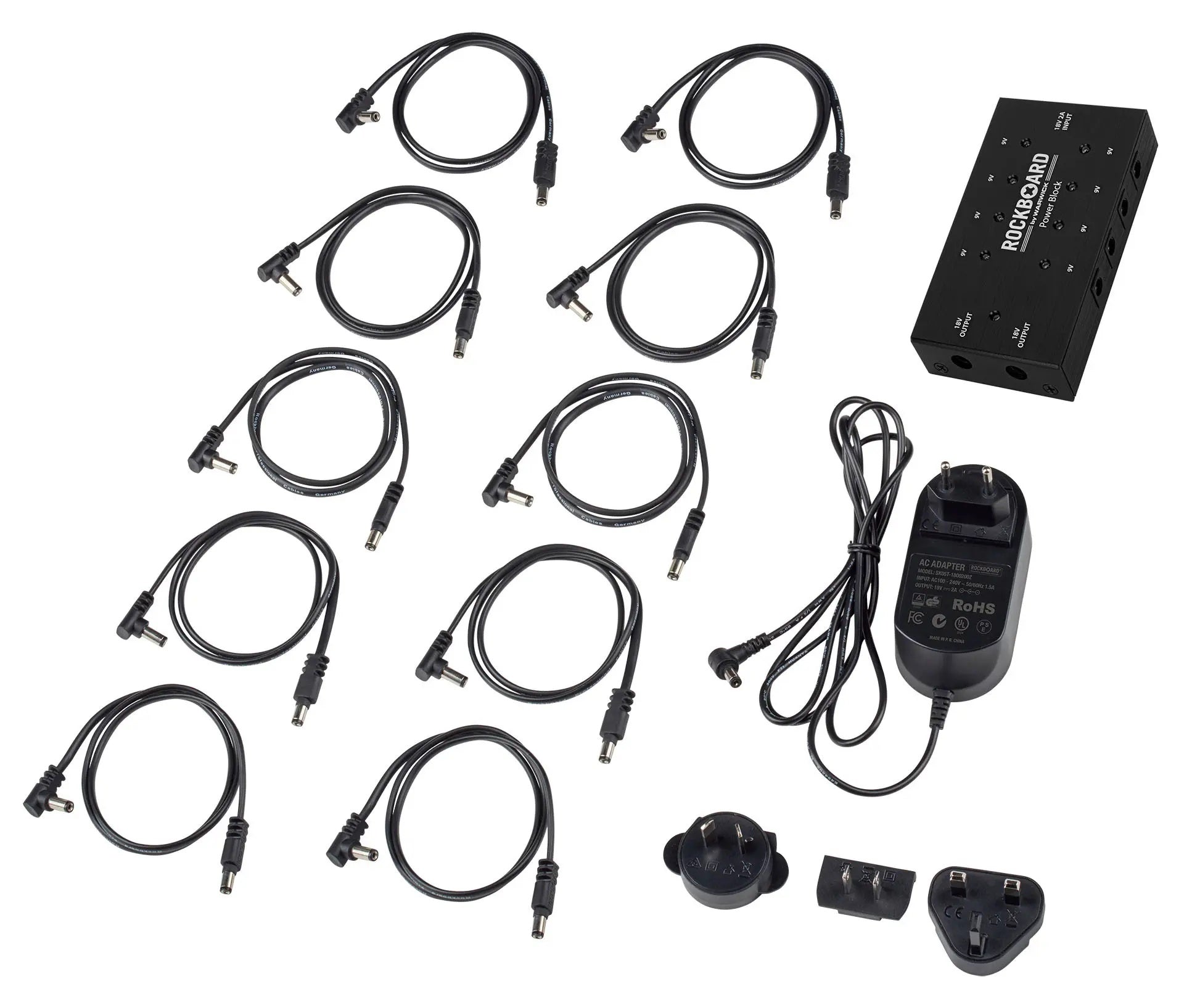 RockBoard Power Block pedal power supply - included cables and adapter