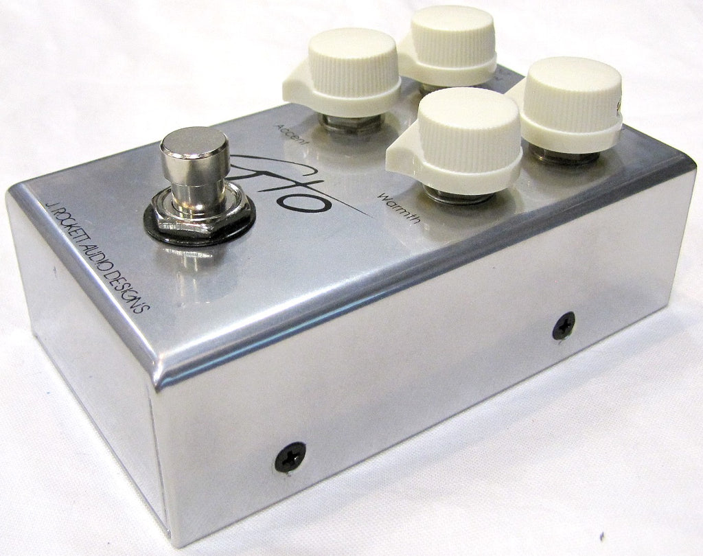 J. Rockett GTO overdrive pedal — side view showing input and output jacks