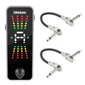 D'Addario CT-20 chromatic pedal tuner — silver, color display, with patch cables