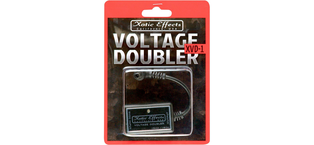 Xotic XVD-1 Voltage Doubler 9V to 18V power supply adapter — front in retail packaging