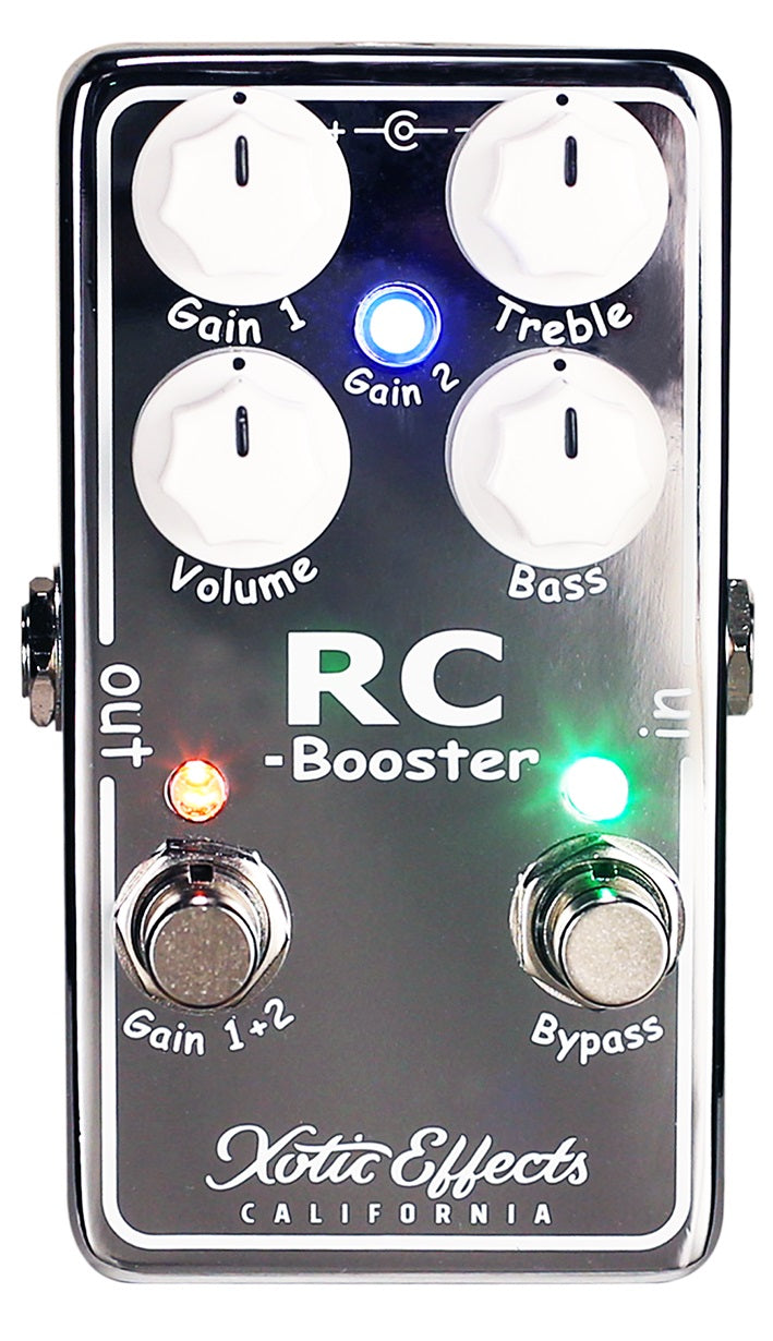 Xotic RC Booster V2 - top view showing dual footswitches