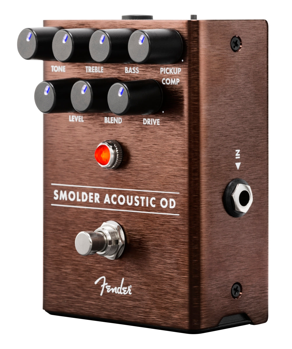 Fender Smolder Acoustic Overdrive pedal — angled view