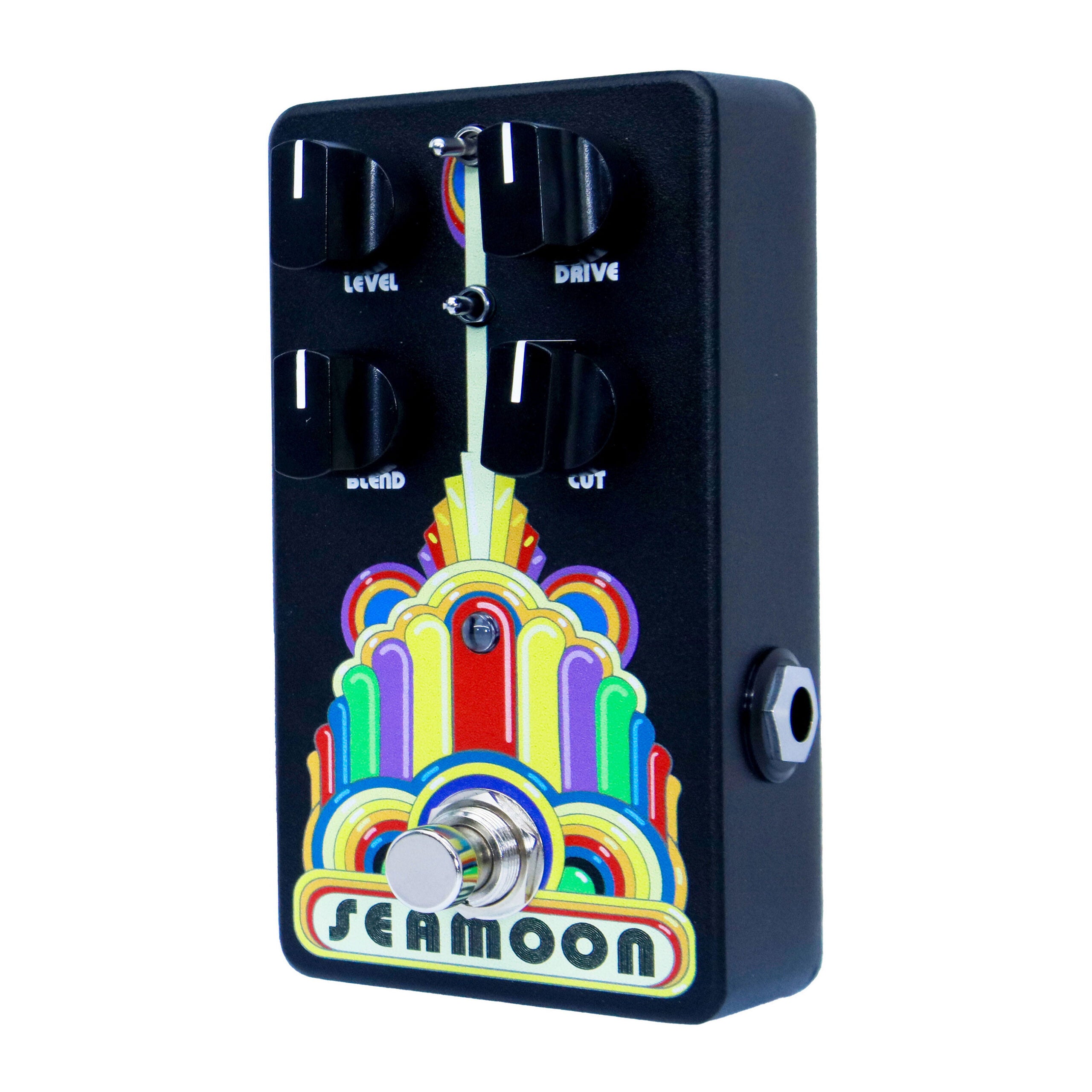 Seamoon Grind Machine bass overdrive pedal side jacks view