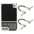 DOD Mini Volume pedal — silver front with included patch cables