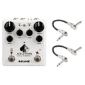 NUX NDO-5 Ace of Tone dual overdrive pedal — white enclosure with two patch cables