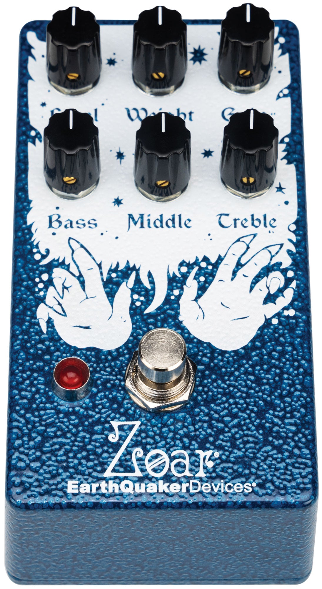 EarthQuaker Devices Zoar distortion pedal — control knobs detail
