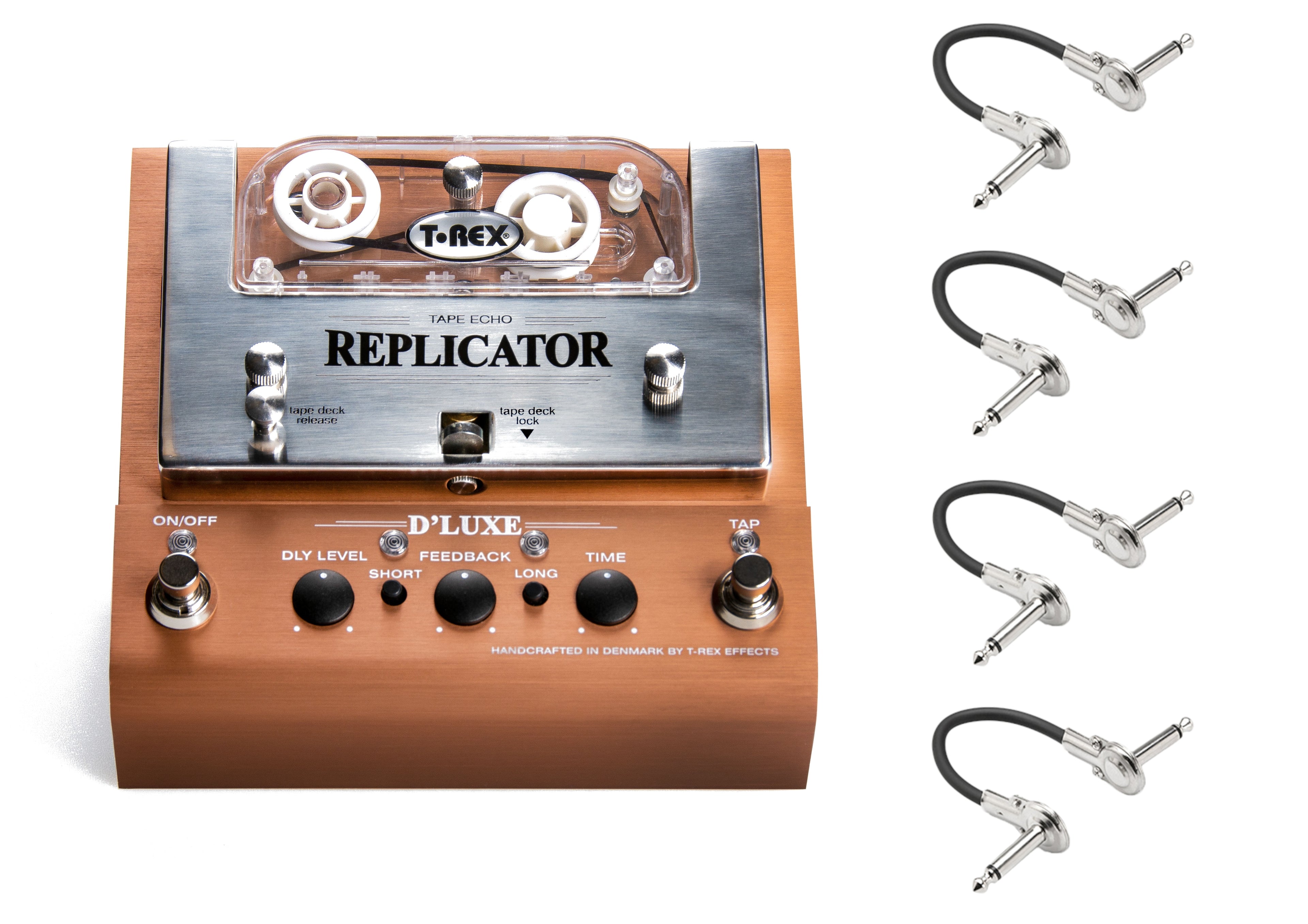 T-Rex Replicator D'Luxe analog tape delay — front view with included cables