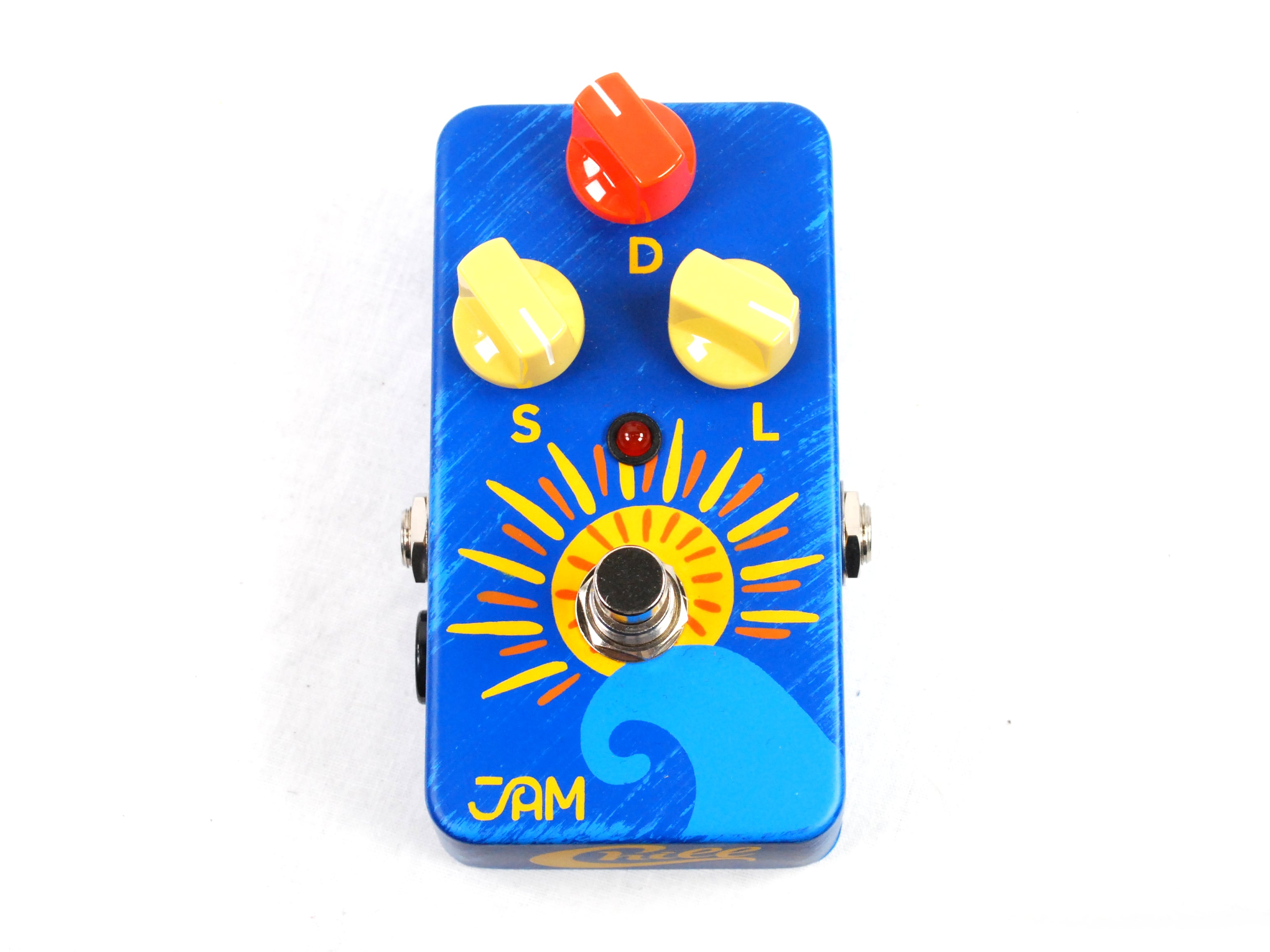 JAM Pedals Chill blue tremolo pedal — top S, D, L knobs
