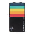 Walrus Audio Canvas Mono DI box — black enclosure with rainbow stripe, front