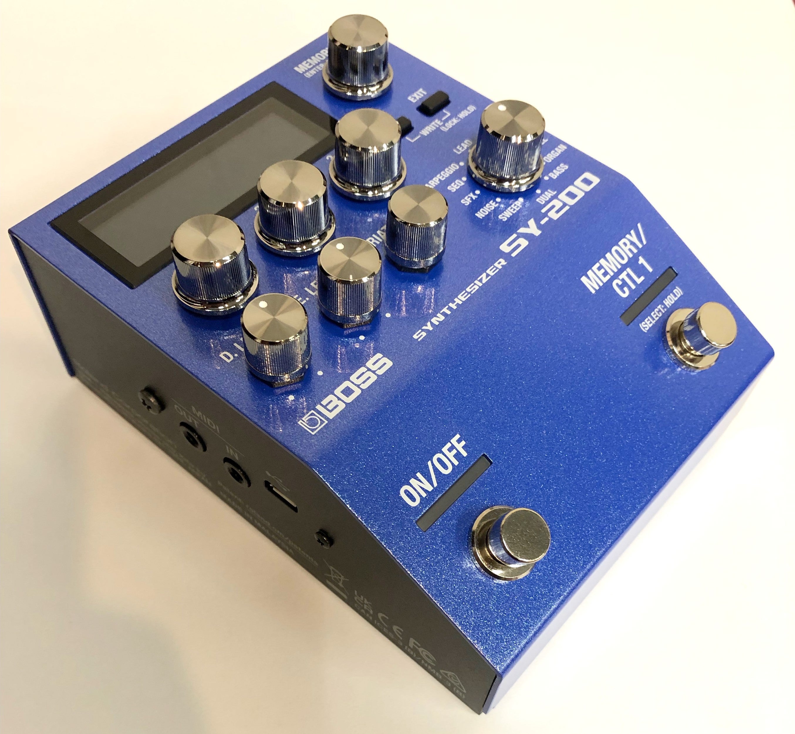 Used Boss SY-200 guitar synth pedal angled view