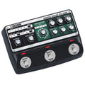 Boss RE-202 Space Echo delay pedal in black with green panel — angled view