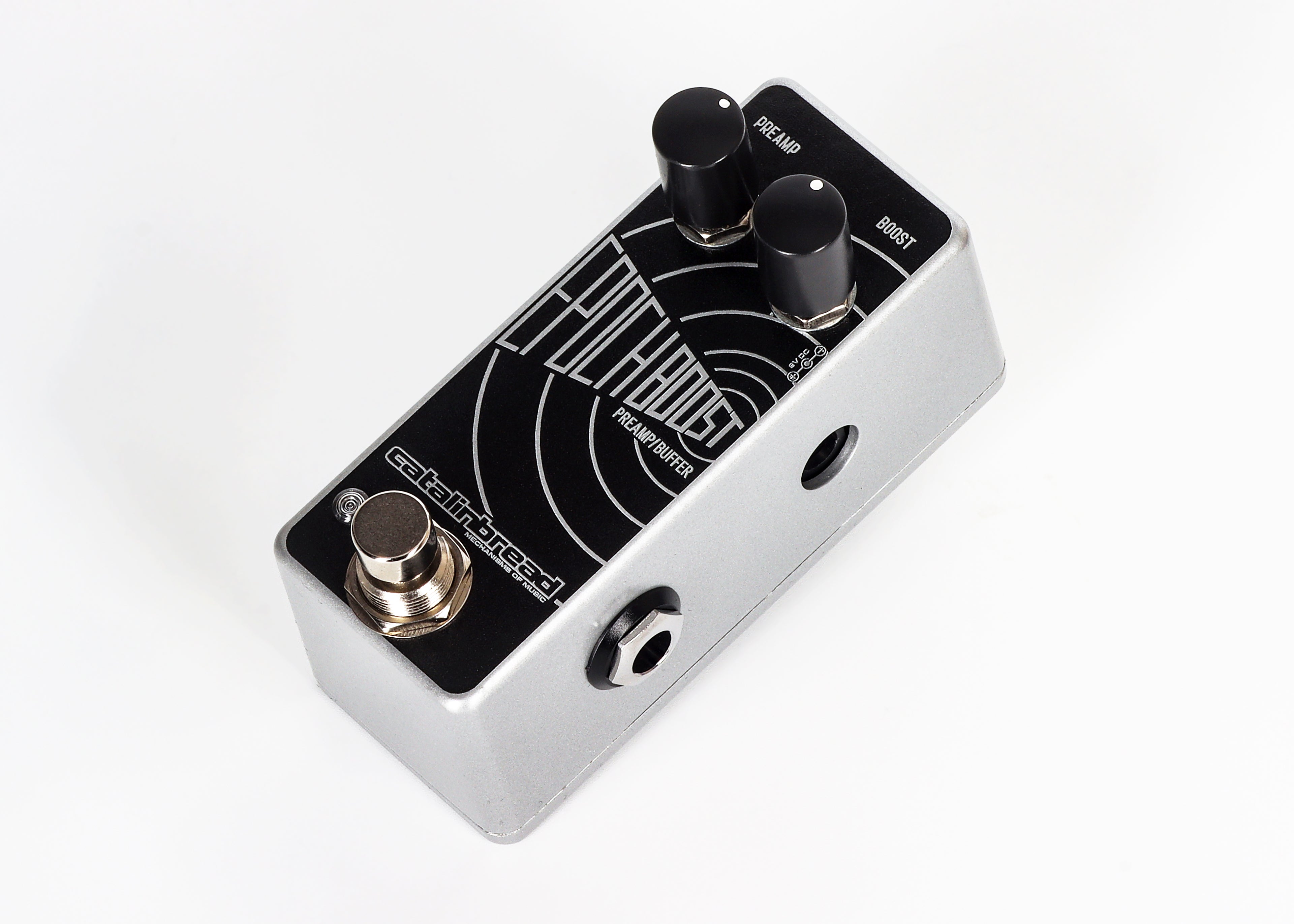 Catalinbread Epoch Boost Mini preamp pedal - close-up of black knobs