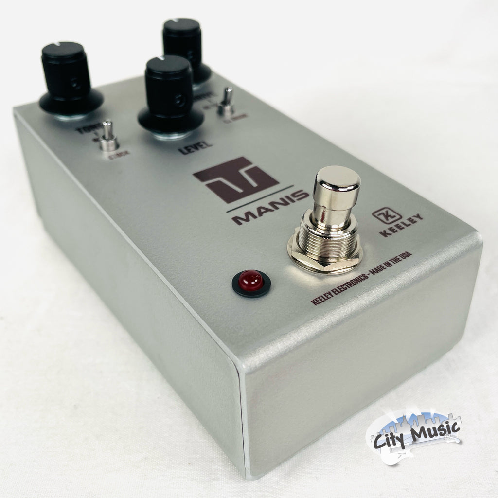 Keeley Manis Overdrive pedal — angled side view
