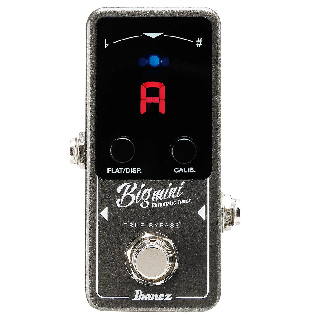 Ibanez BIGMINI chromatic tuner pedal — side view showing input and output jacks