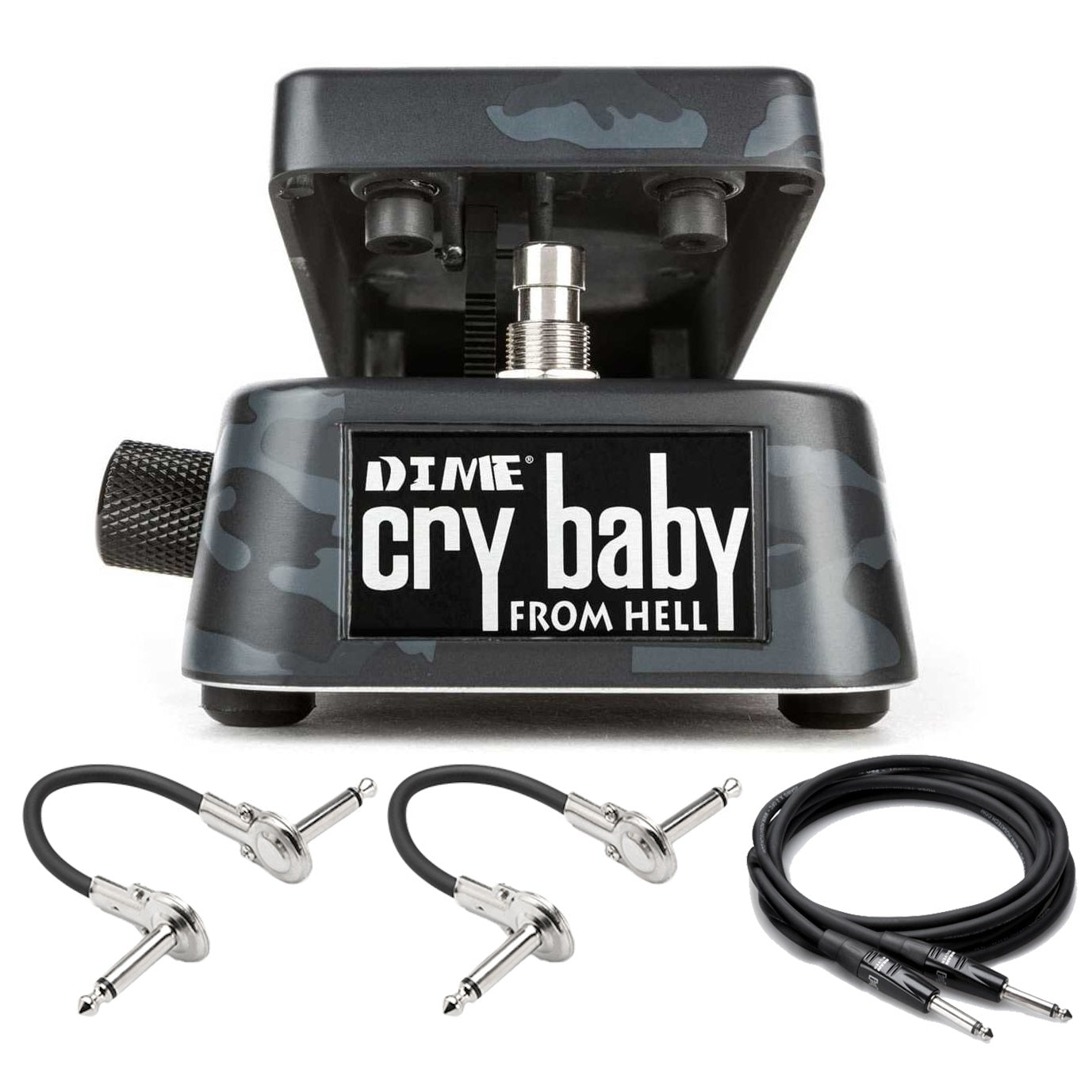 Dunlop DB01B Dimebag Cry Baby From Hell Wah — black camo, with cables