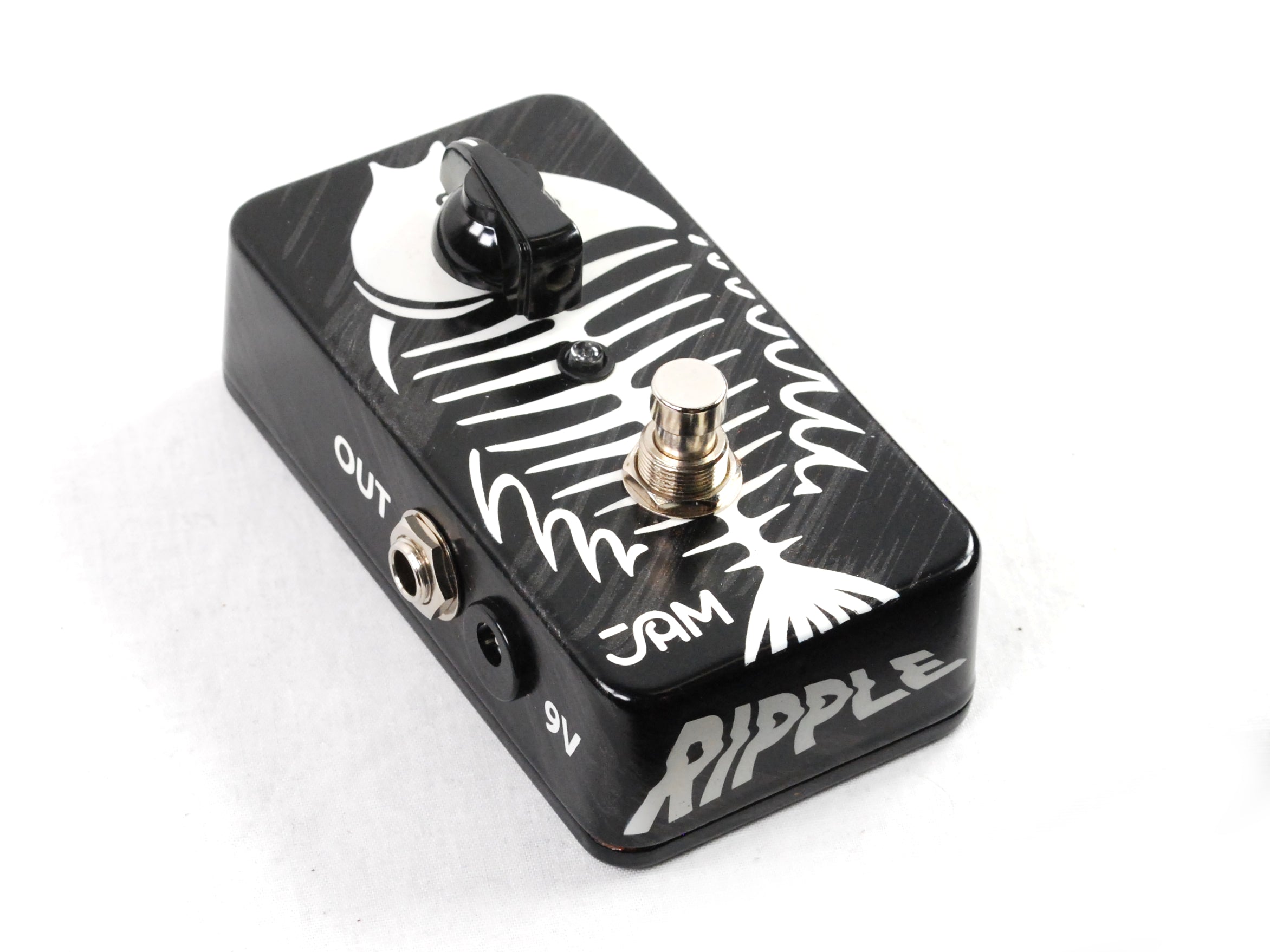 JAM Pedals Ripple Bass black phaser pedal — angled side view