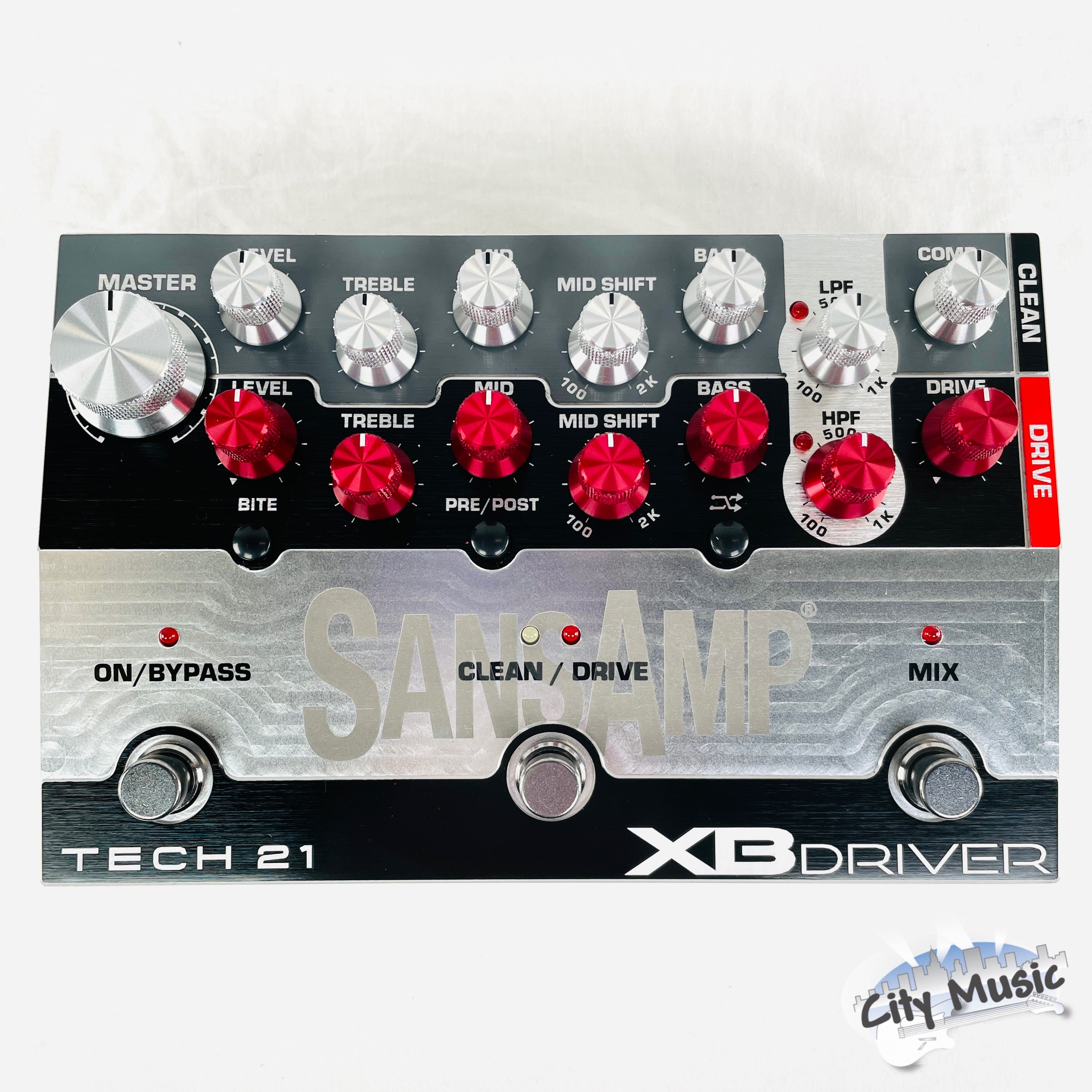 Tech 21 SansAmp XB Driver bass preamp pedal — angled left view