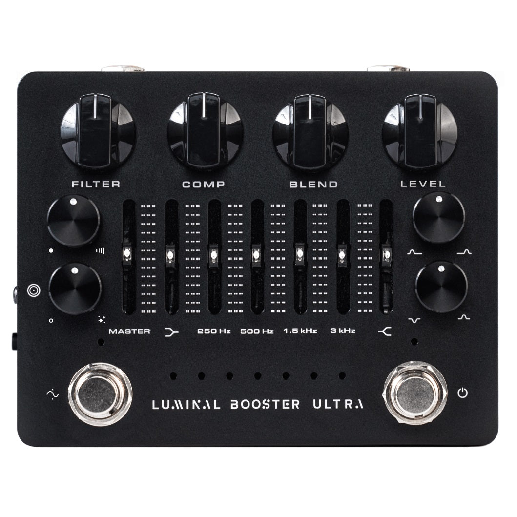 Darkglass Luminal Booster Ultra bass preamp pedal — black top panel