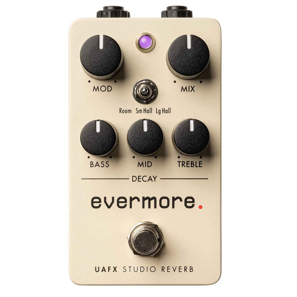 Universal Audio UAFX Evermore studio reverb pedal — cream enclosure top view