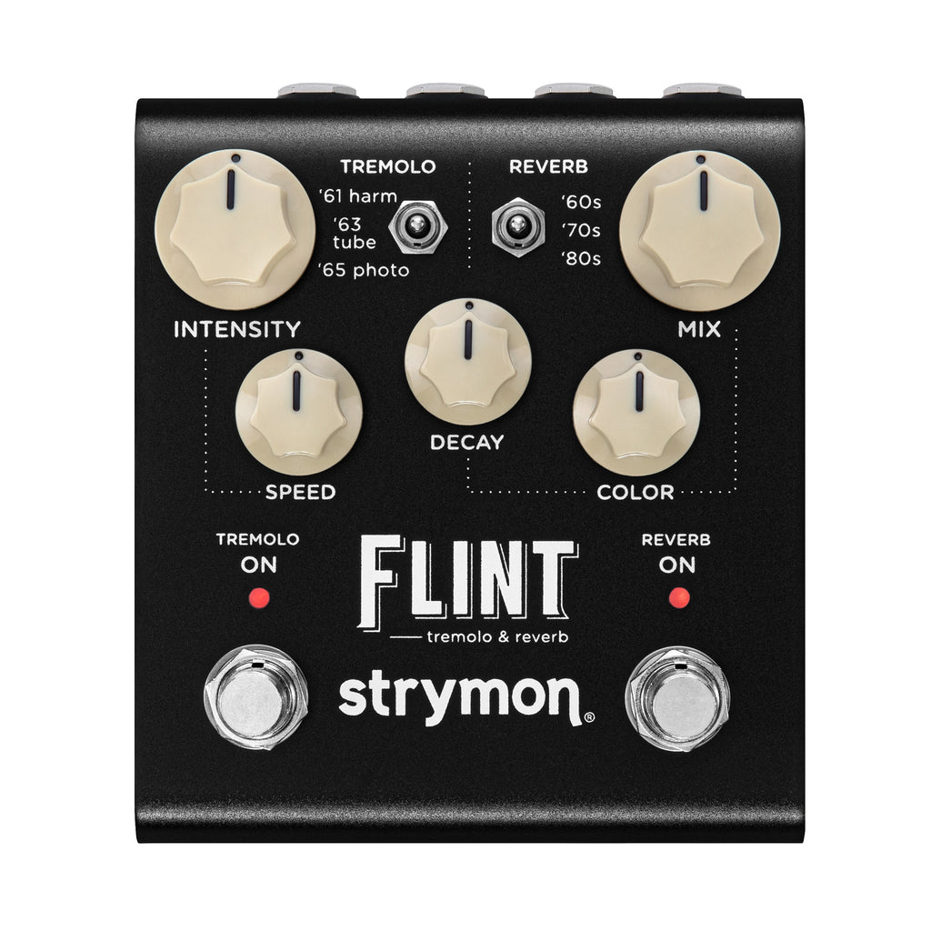 Strymon Flint V2 tremolo and reverb pedal — black top with cream knobs