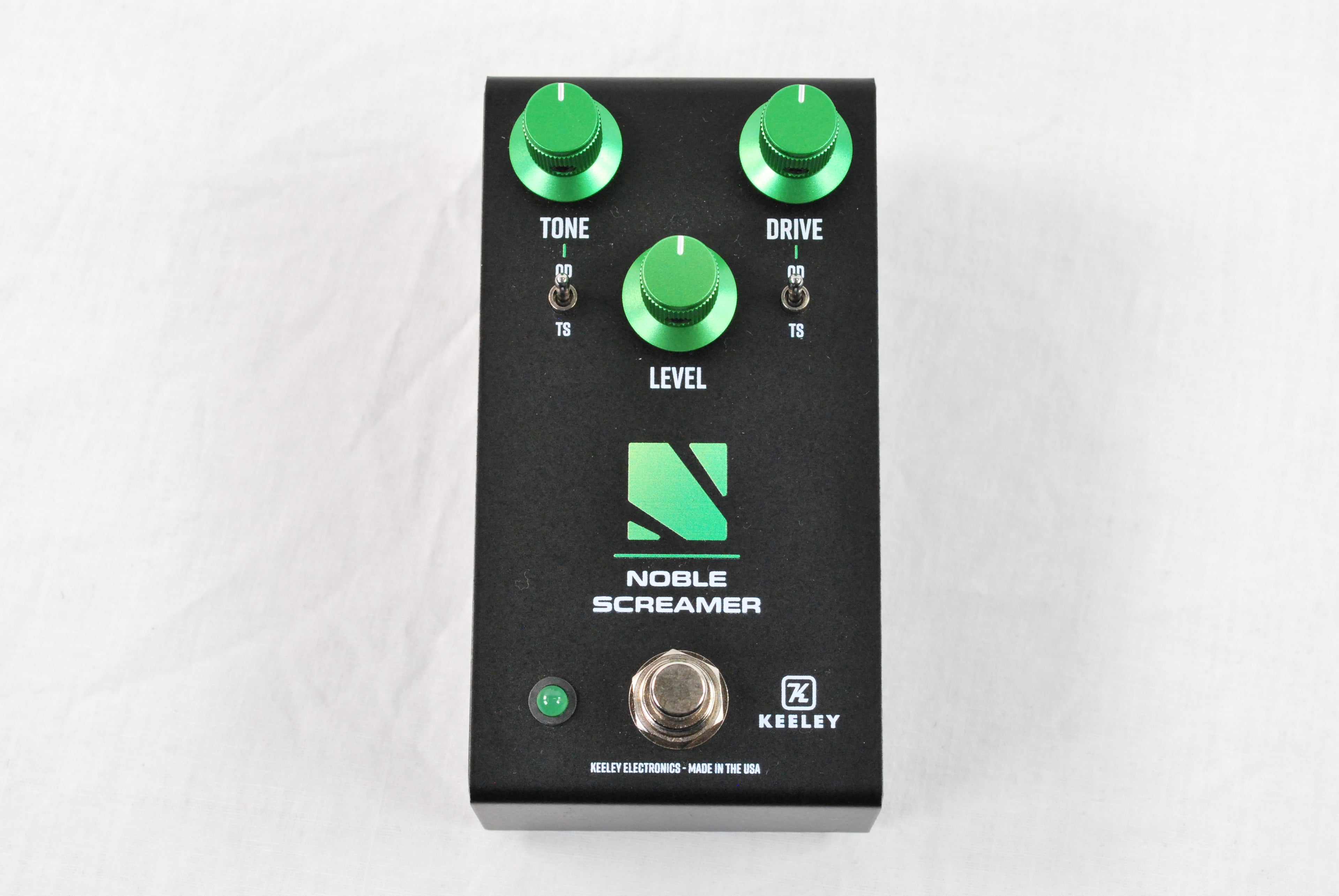 Keeley Noble Screamer overdrive boost pedal — black enclosure, alternate angle