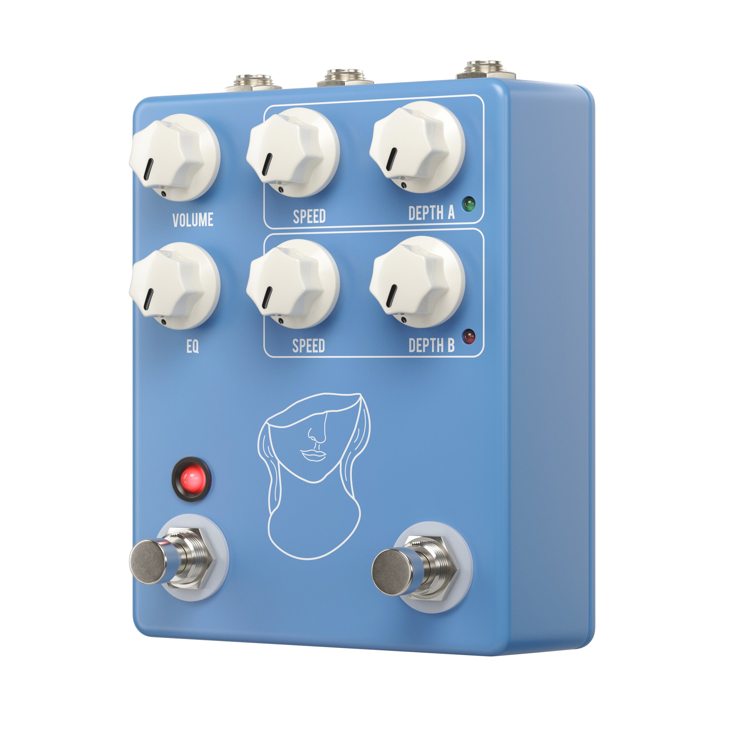 JHS Artificial Blonde vibrato pedal - side jacks view