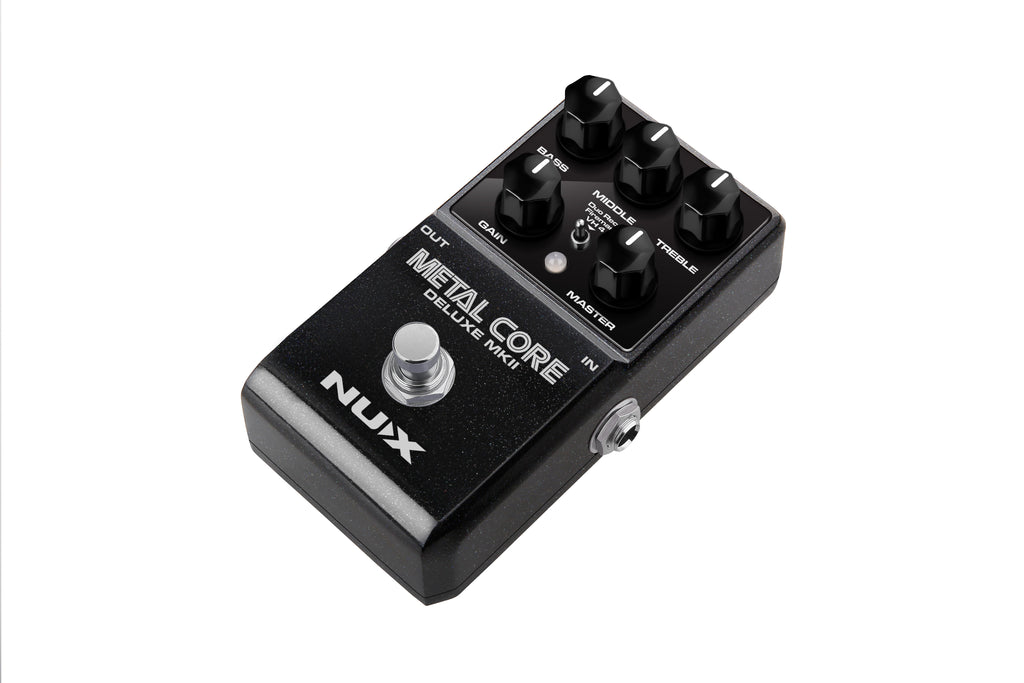 NUX Metal Core Deluxe MKII distortion pedal angled view