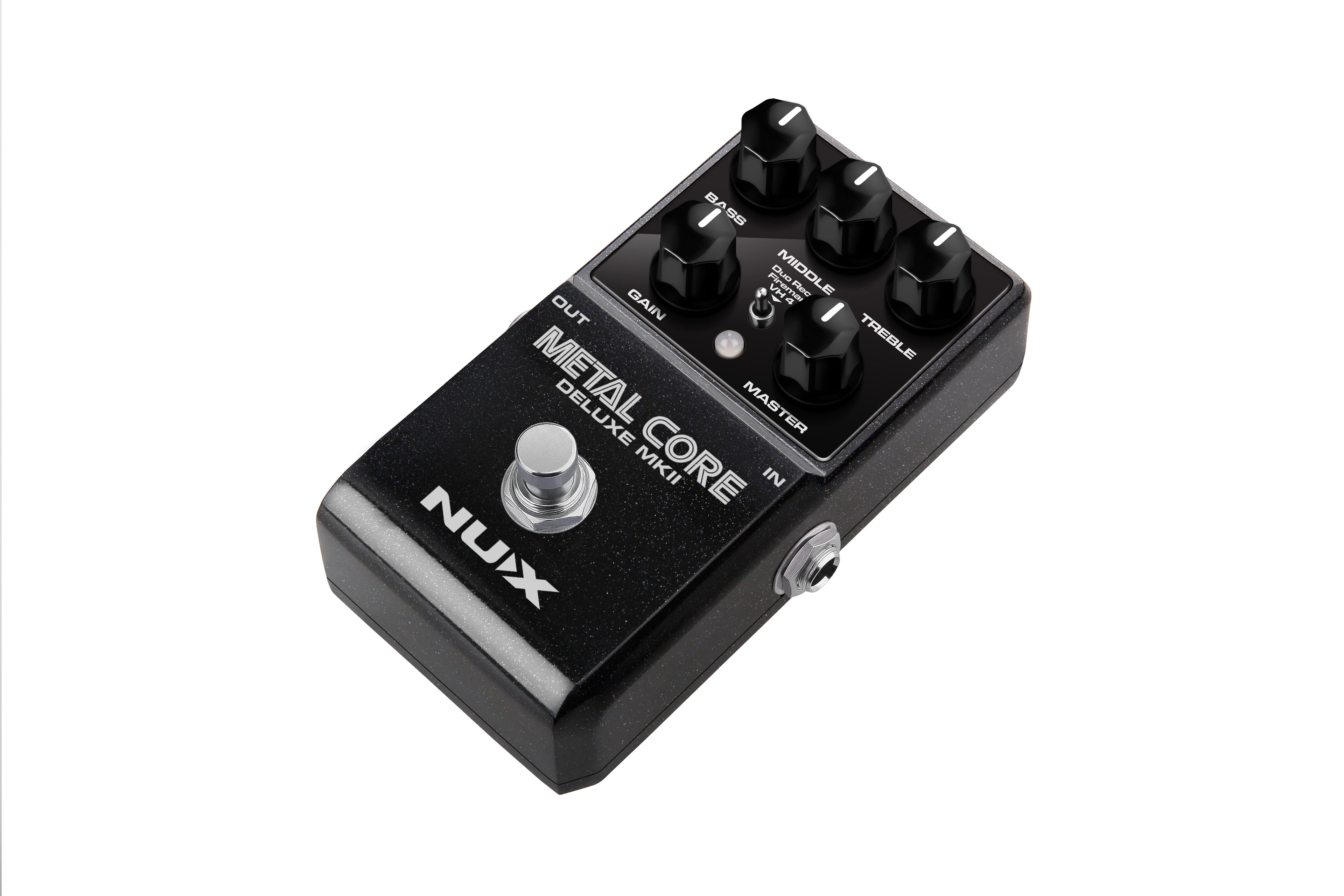 NUX Metal Core Deluxe MKII distortion pedal angled view