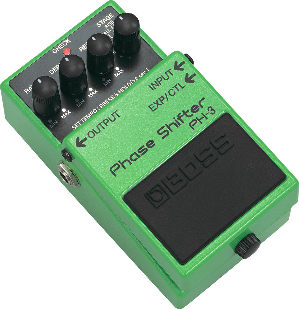Boss PH-3 Phase Shifter guitar pedal — control knobs detail