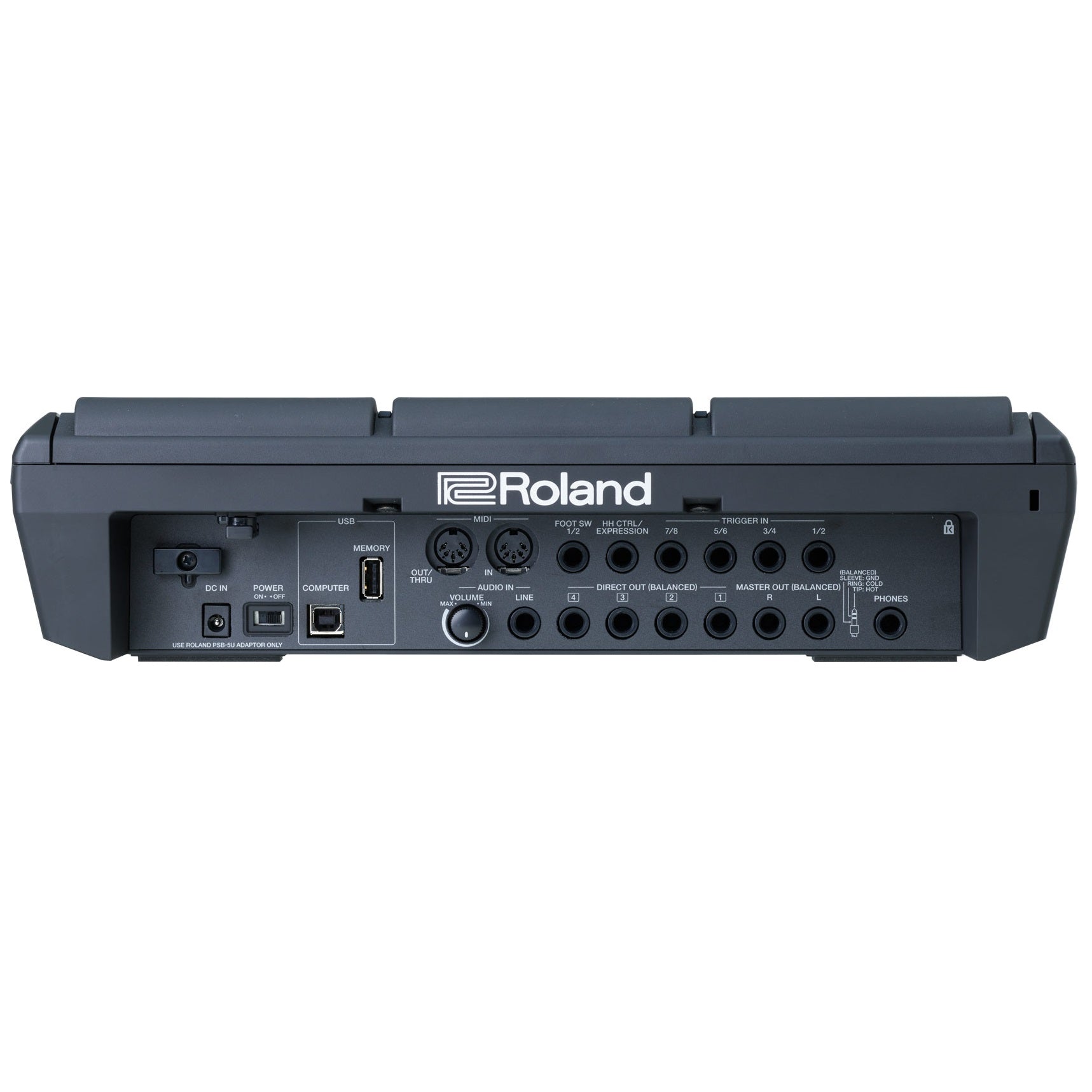 Roland SPD-SX Pro sampling pad — rear input and output panel