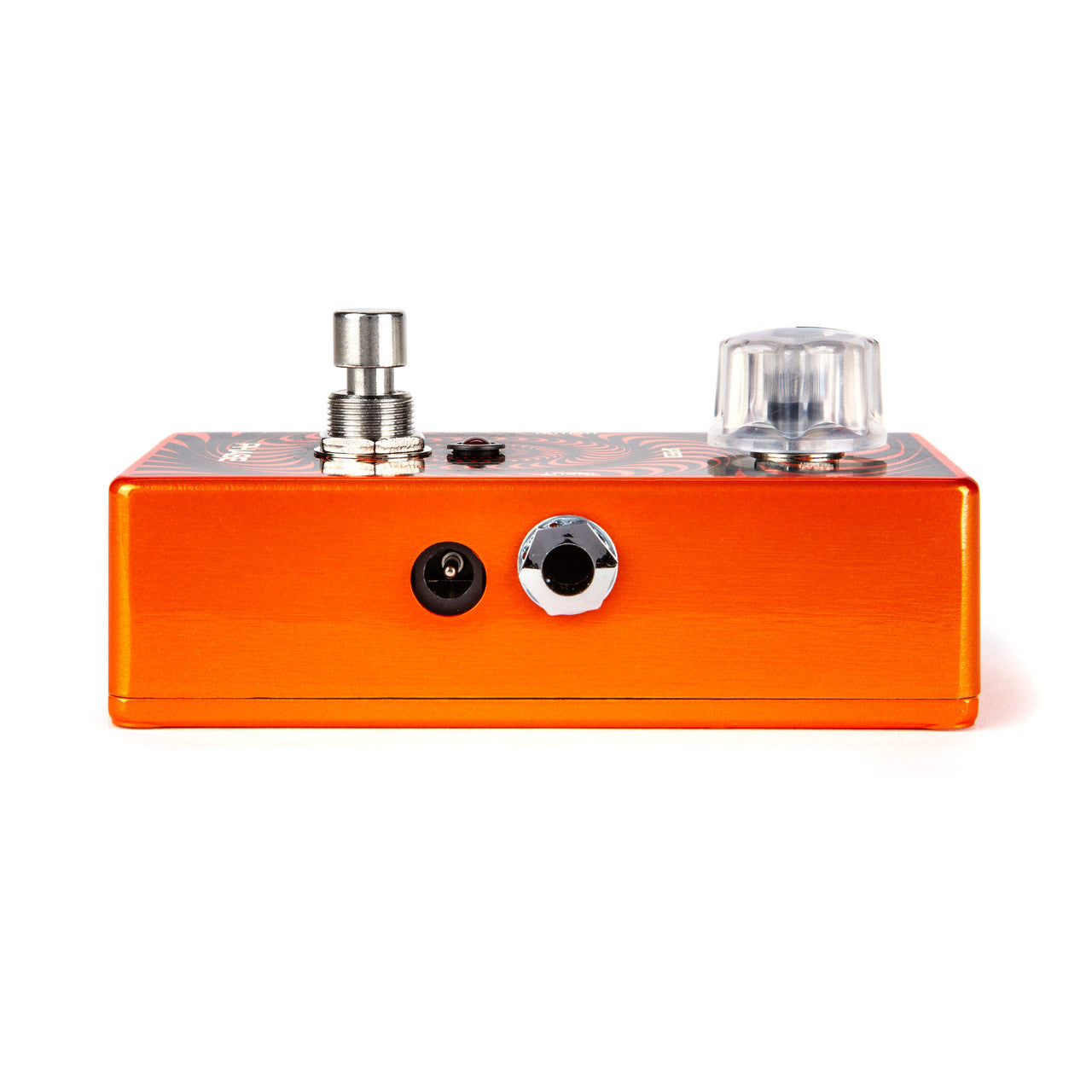 MXR WA90 Wylde Audio Phase pedal — angled side view of orange chassis