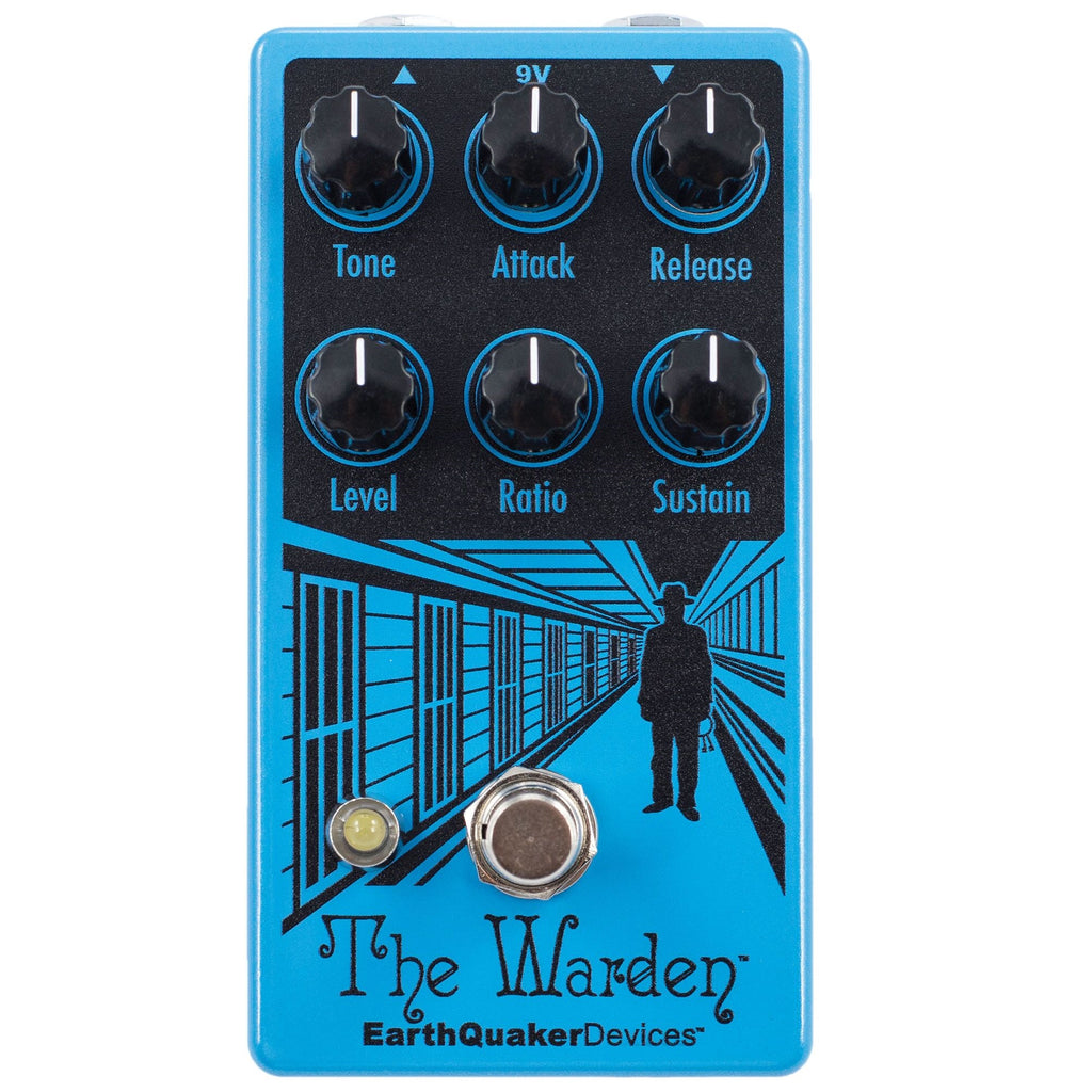 EarthQuaker Devices The Warden V2 optical compressor pedal — blue top view