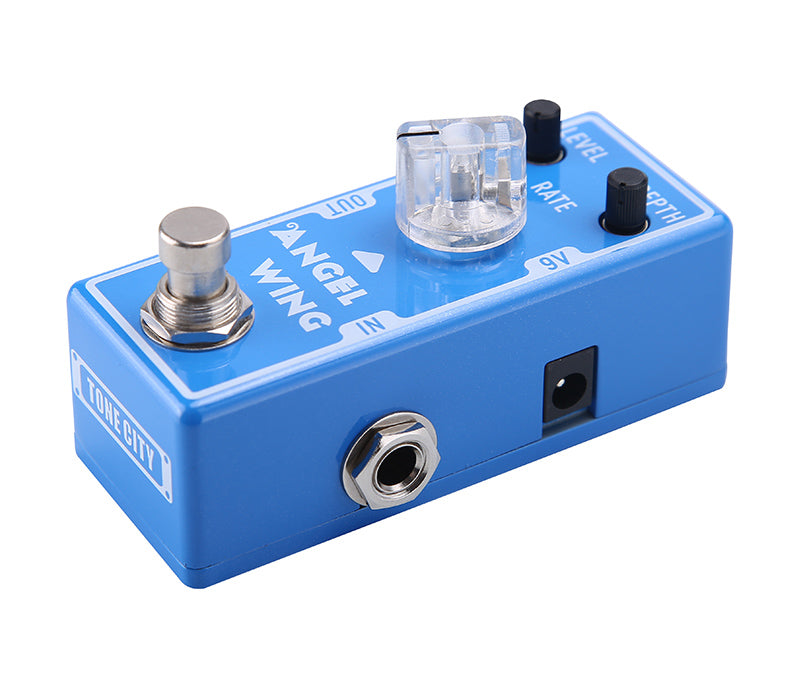 Tone City Angel Wing chorus pedal — side jacks view