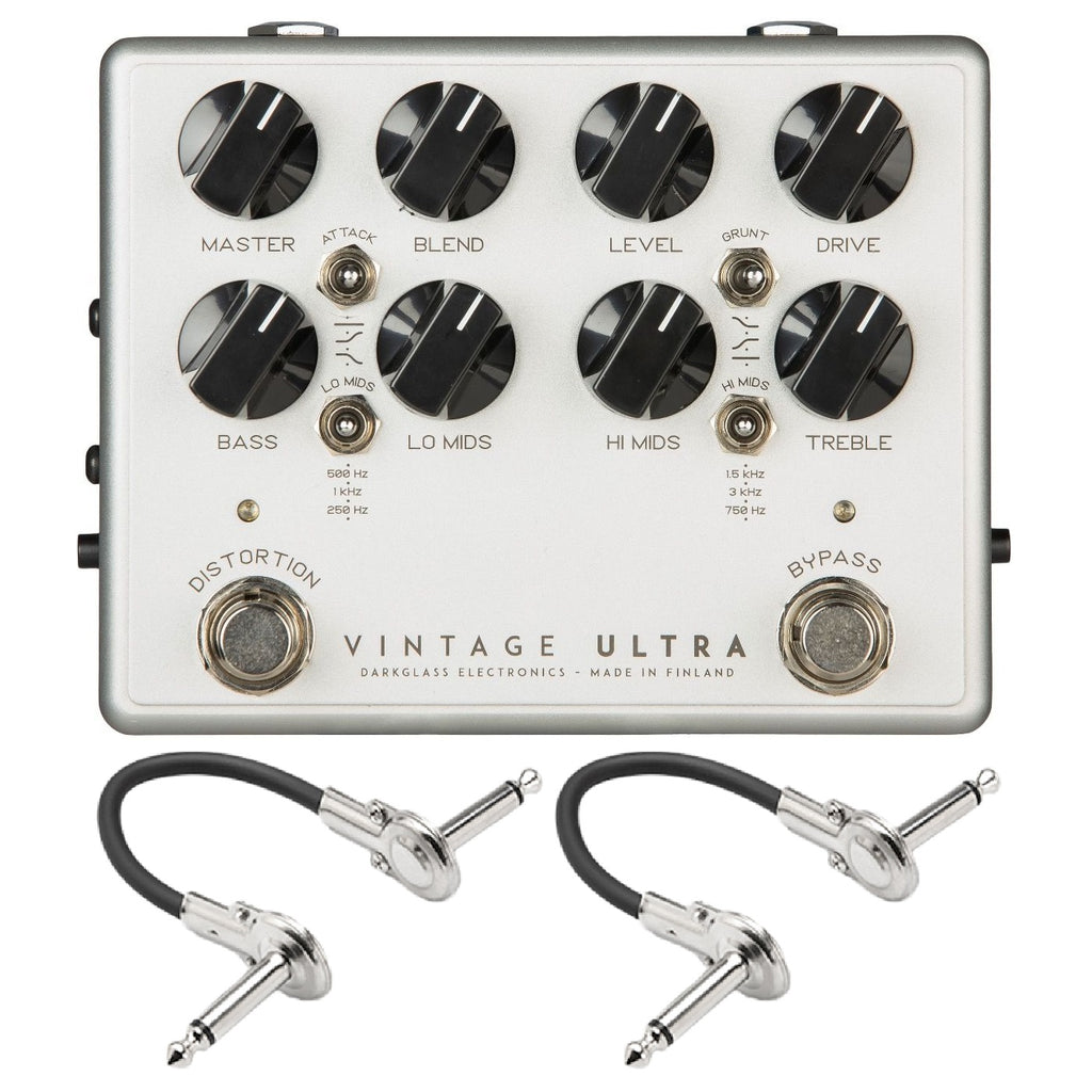 Darkglass Vintage Ultra V2 bass preamp pedal — front with patch cables