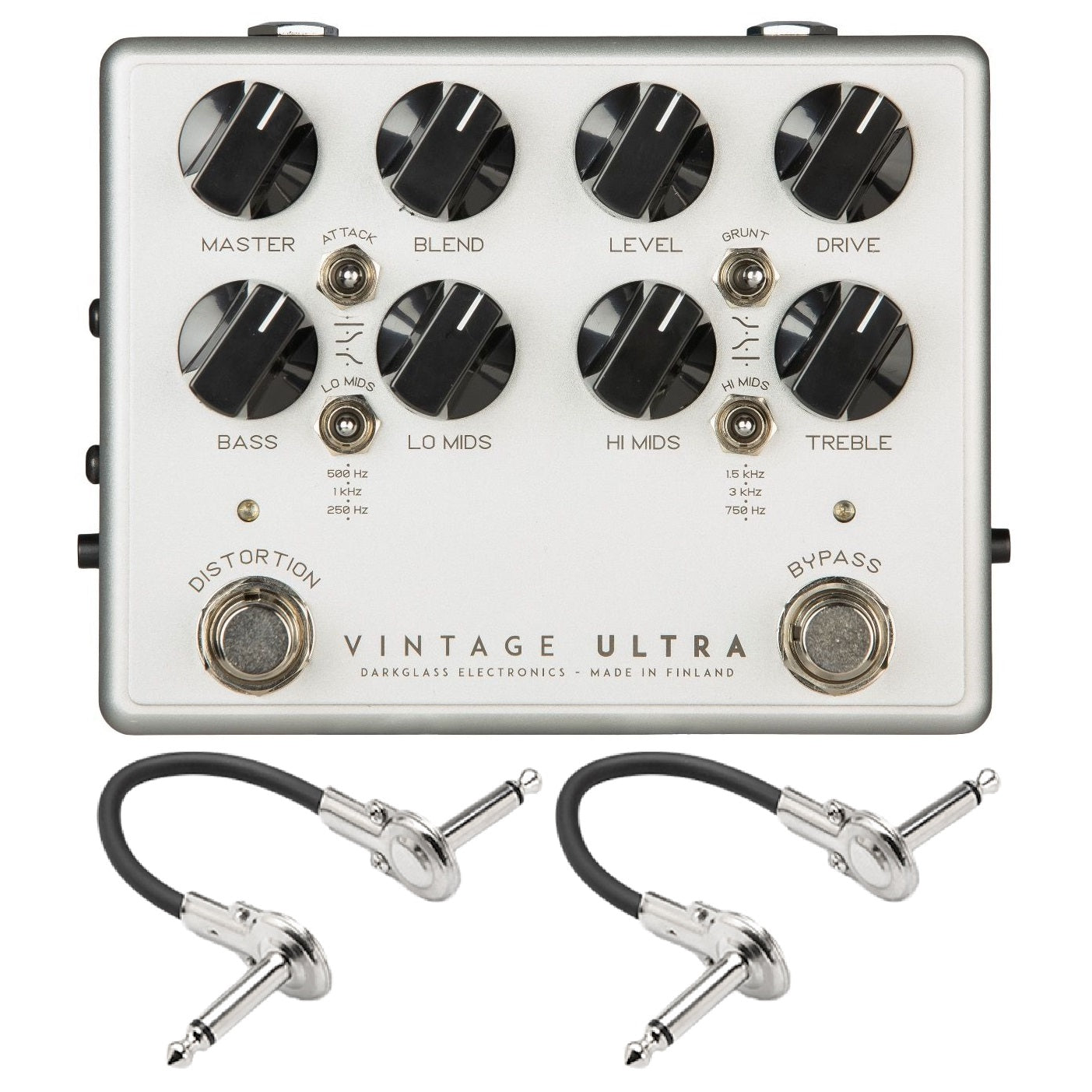 Darkglass Vintage Ultra V2 bass preamp pedal — front with patch cables