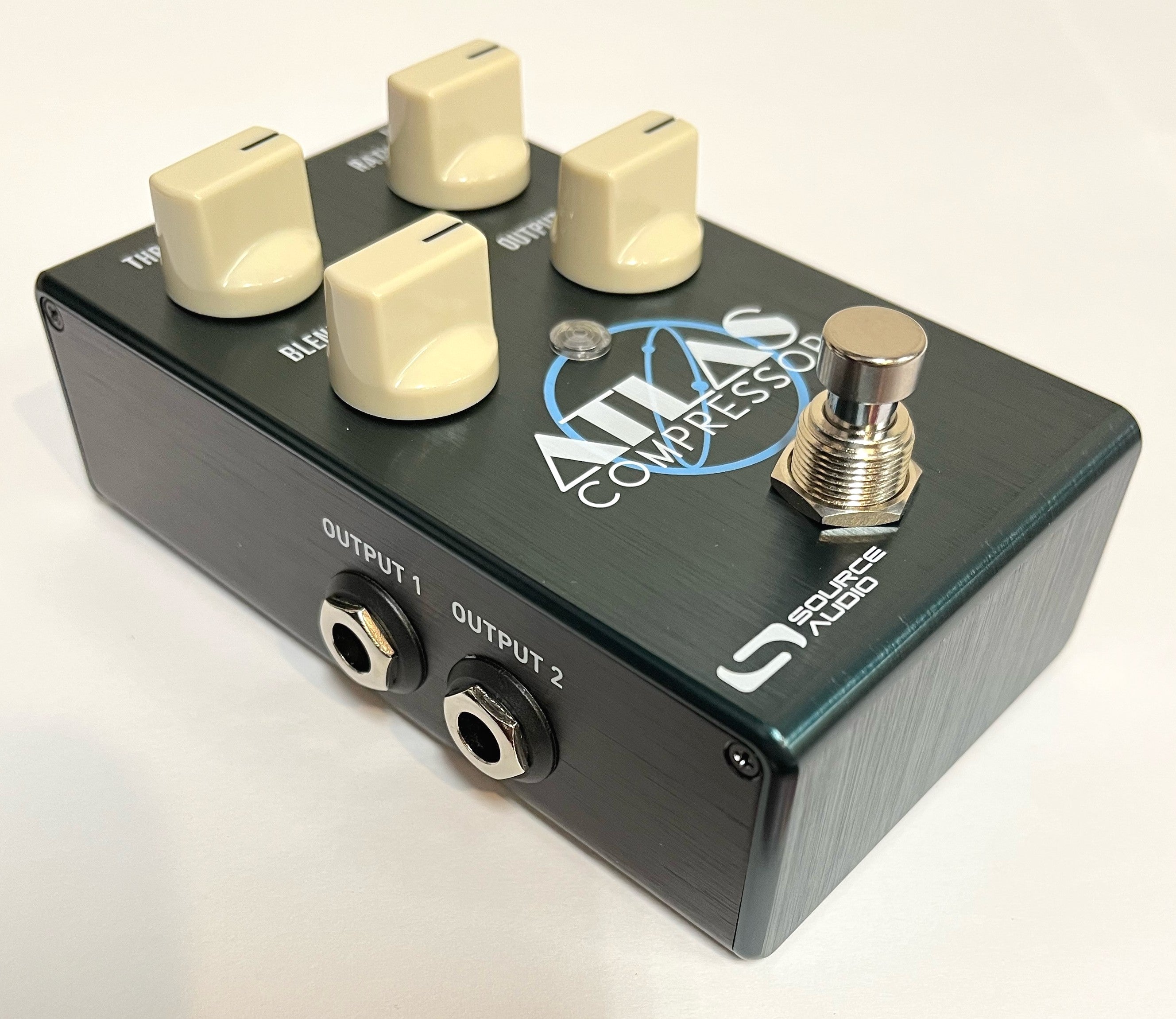 Source Audio SA252 Atlas Compressor pedal — side jacks view