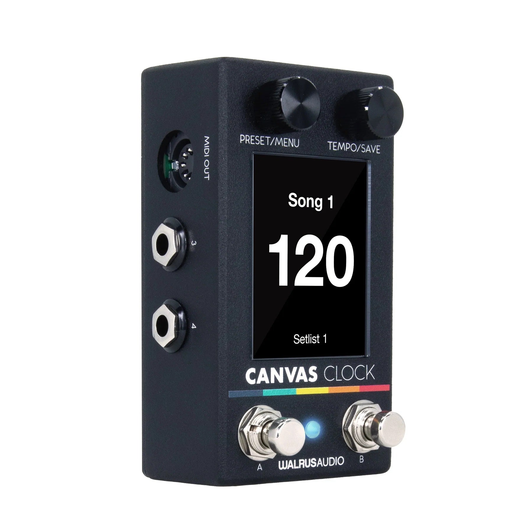 Walrus Audio Canvas Clock tempo sync pedal — footswitches detail