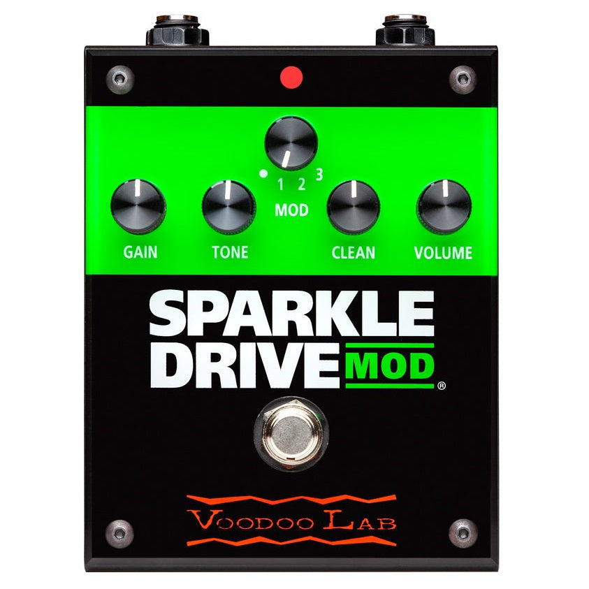 Voodoo Lab Sparkle Drive Mod overdrive pedal — black top-down front view