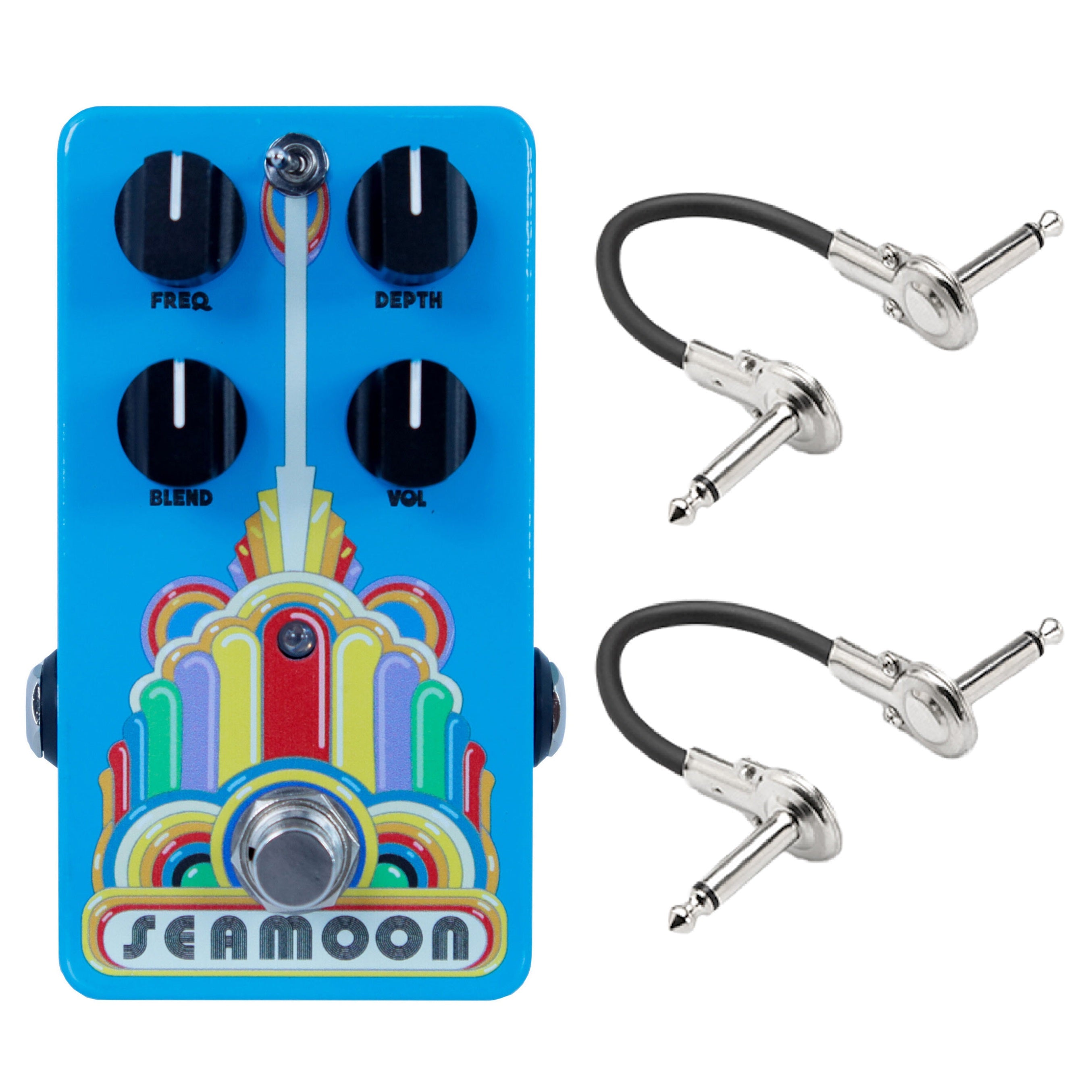 Seamoon Funk Machine blue envelope filter pedal with two included patch cables