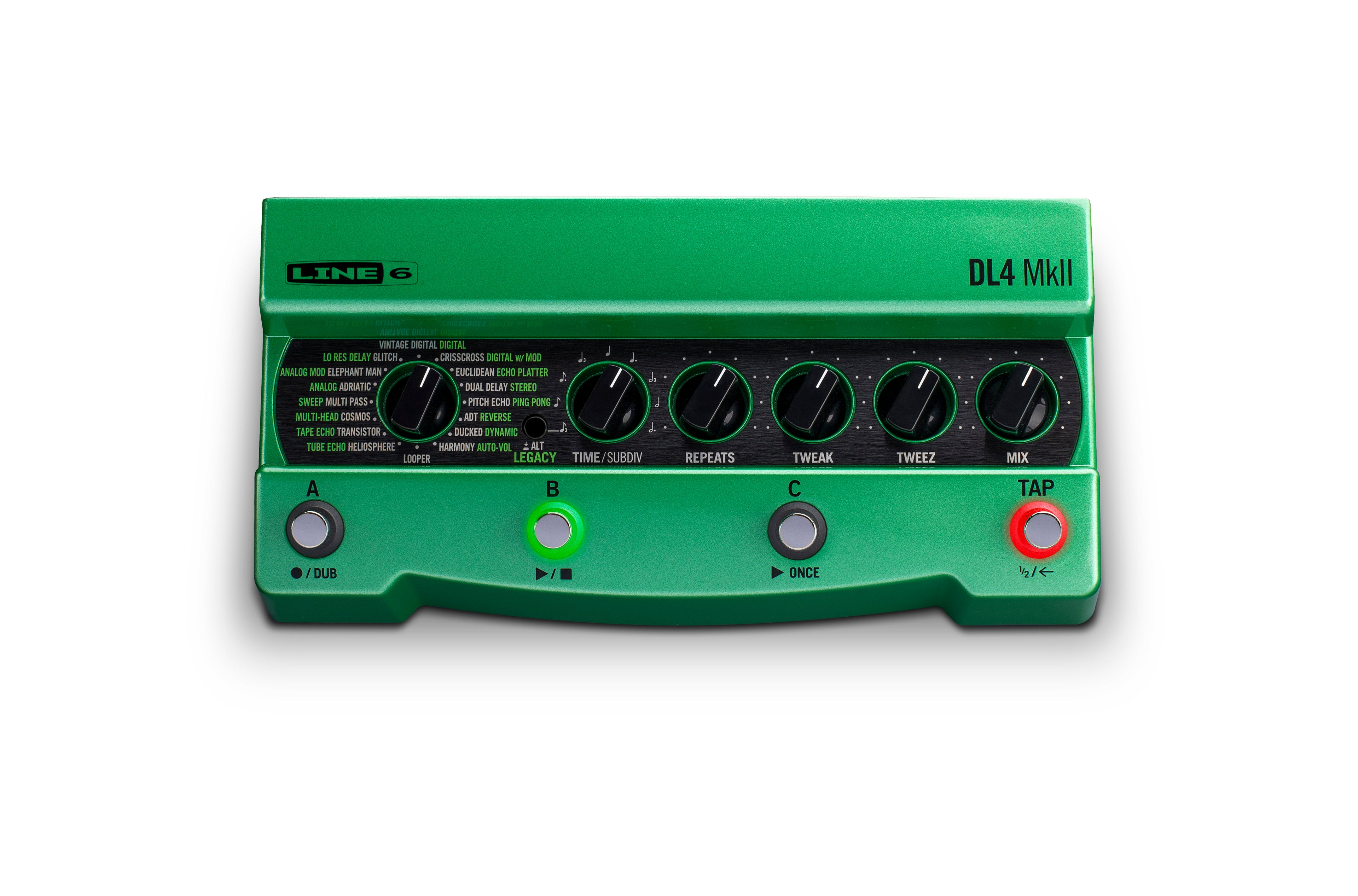 Line 6 DL4 MkII delay pedal — angled view of controls