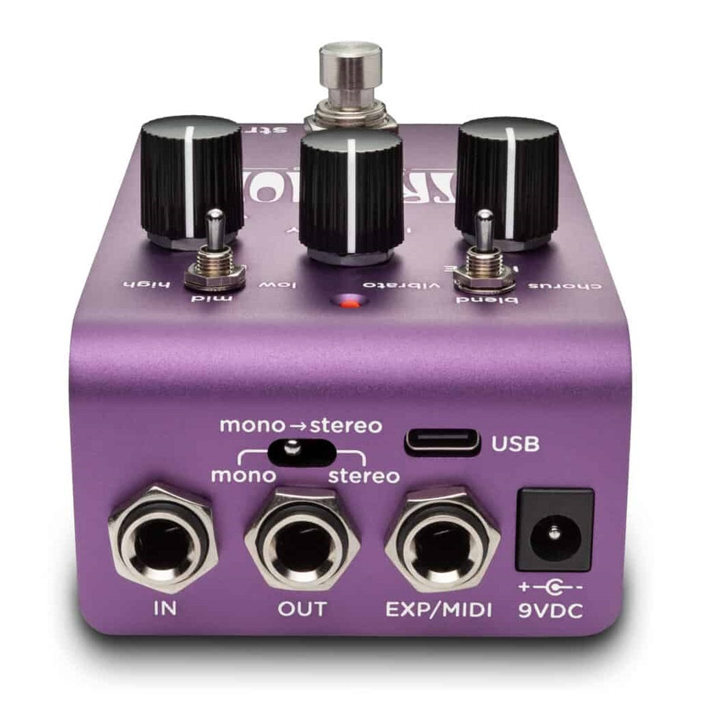 Strymon UltraViolet vintage vibe pedal — side detail view