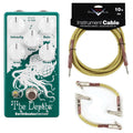 EarthQuaker The Depths optical vibe pedal — teal front with included cables