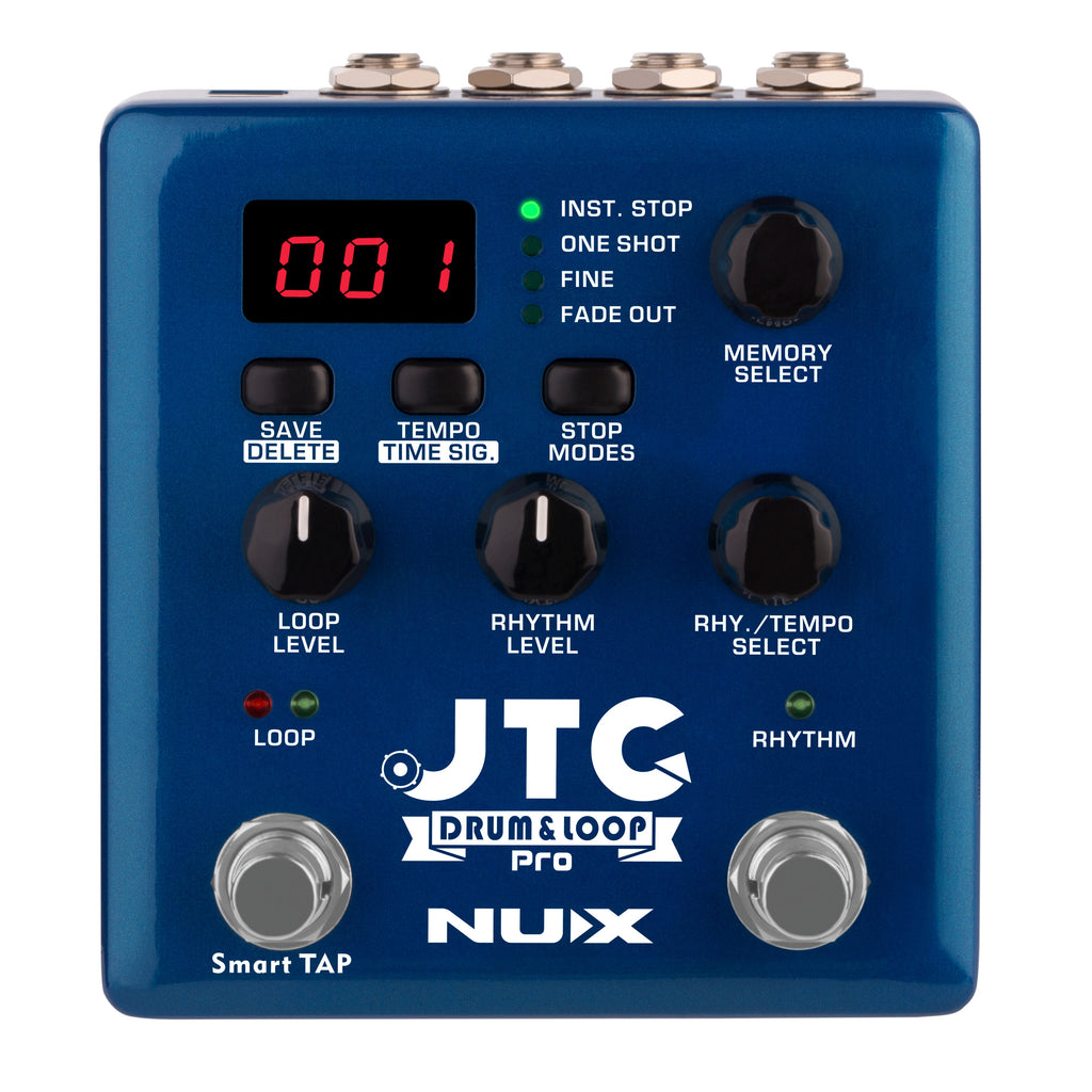 Open box NUX NDL-5 JTC Drum & Loop Pro looper pedal — top view