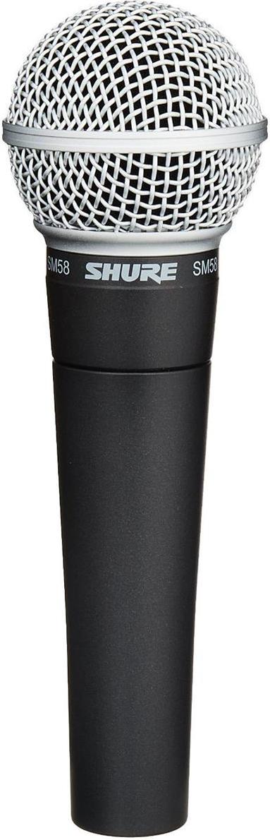 Shure SM58-LC dynamic vocal microphone — grille and XLR detail