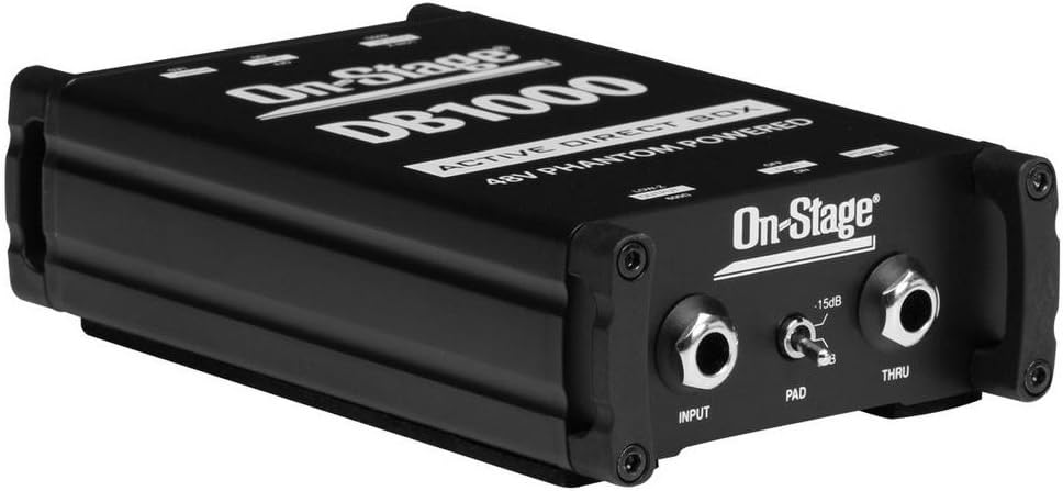 On-Stage DB1000 active direct box — XLR and ground-lift detail