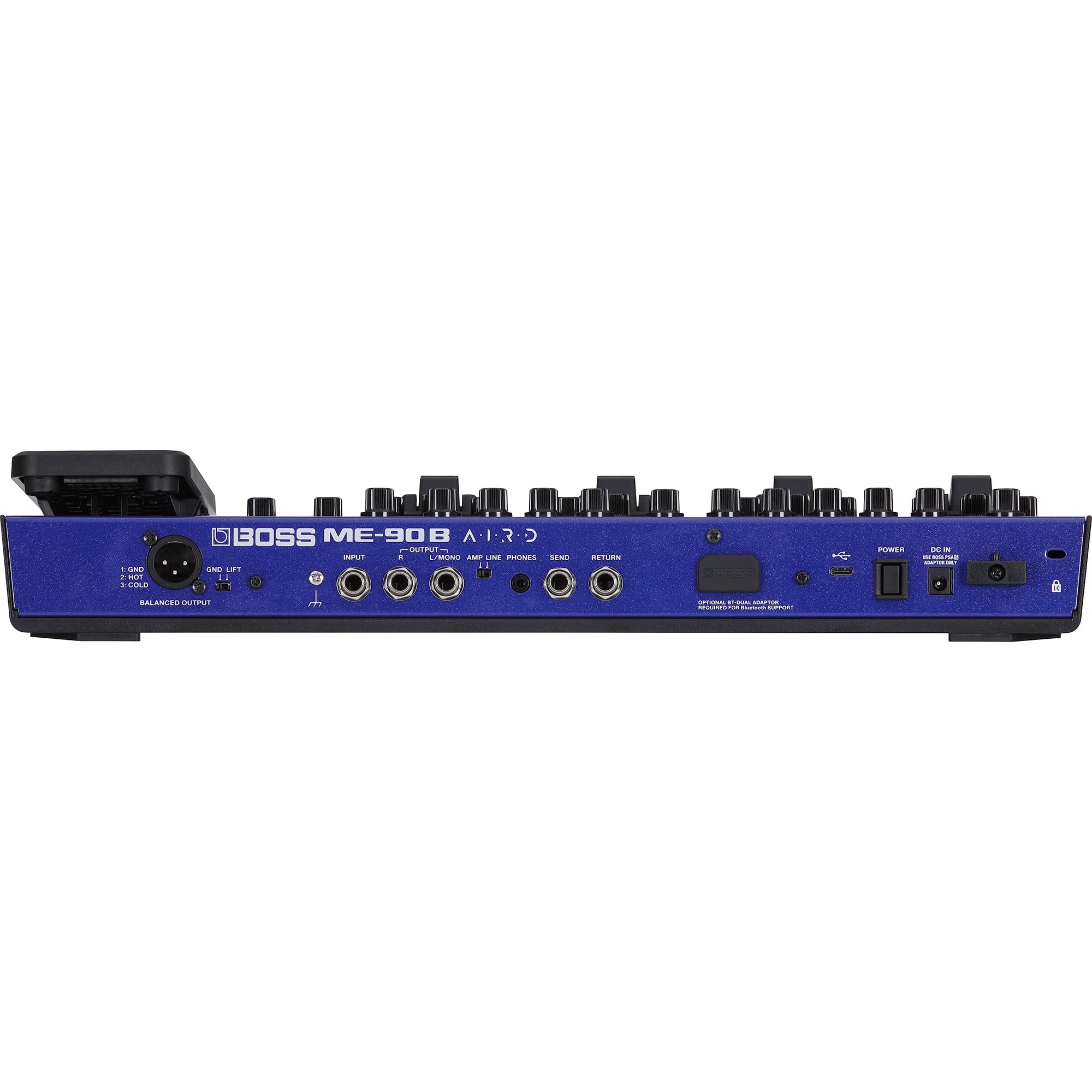 Boss ME-90B bass multi-effects processor — close-up of preamp and effect knobs