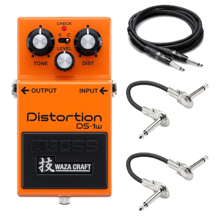 Boss DS-1W Waza Craft Distortion pedal — orange enclosure, top control knobs
