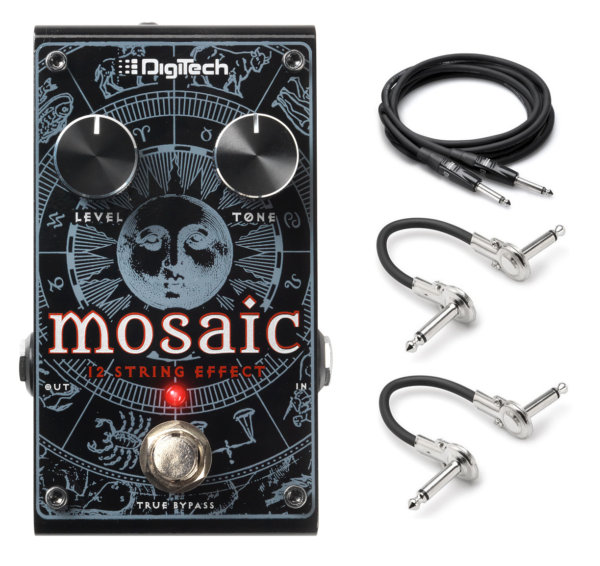DigiTech Mosaic 12-string pitch shifter — included Hosa patch and guitar cables